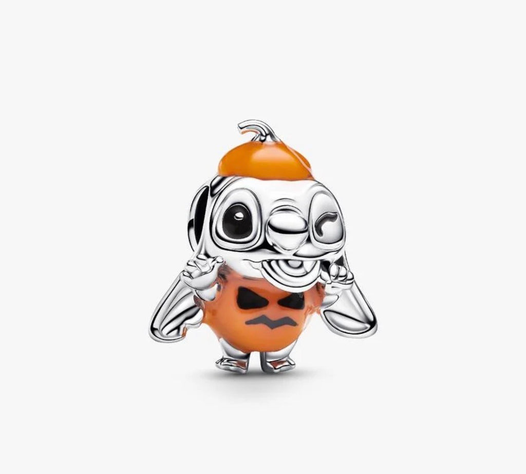 Pandora Disney Stitch Halloween Pumpkin Charm 794730C01 New W Dust Bag