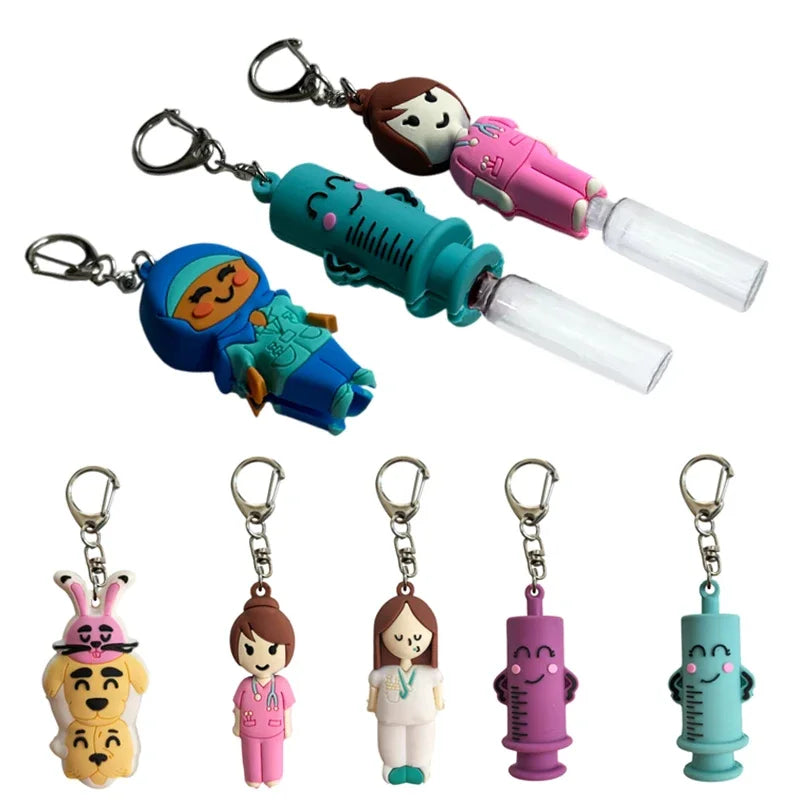 PVC Ampoule Bottle Opener Keychain Syringe-Shaped Cutter Nurse Doctor