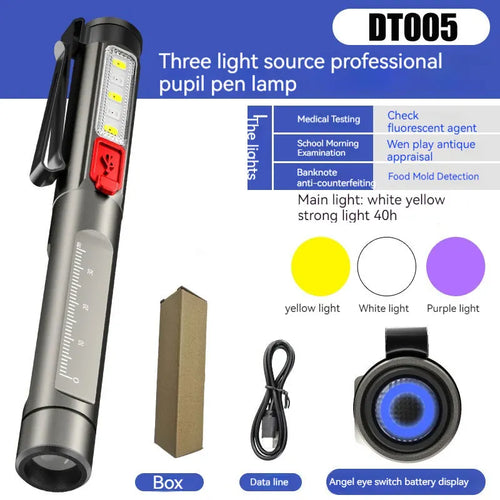 Professional Medical Pen Light Handy Rechargeable LED Flashlight First