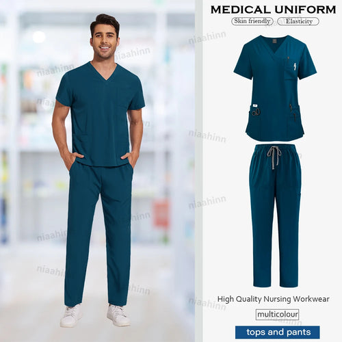 Nursing Scrubs Set  Anti-Wrinkle Medical Surgical Gown Wholesale