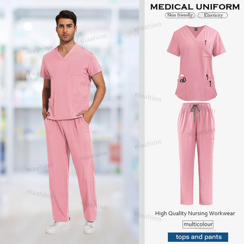 Nursing Scrubs Set  Anti-Wrinkle Medical Surgical Gown Wholesale