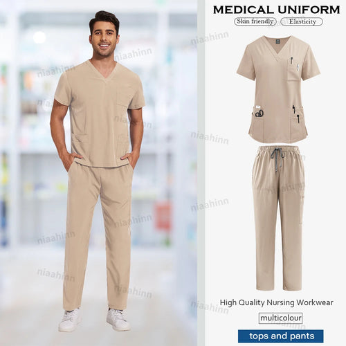 Nursing Scrubs Set  Anti-Wrinkle Medical Surgical Gown Wholesale