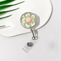 1pcs Cute Transparent Floral Badge Reel for Women Retractable Worker