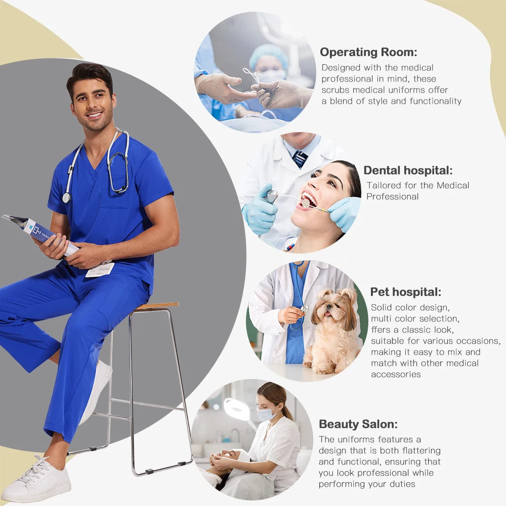 Unisex Medical Uniforms Men Women Nursing Clothes Lab Beauty Costume