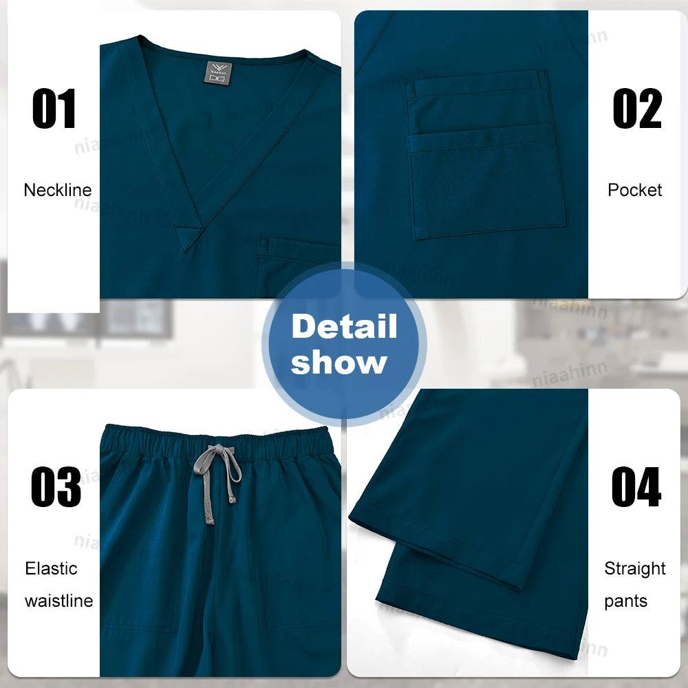 Nursing Scrubs Set  Anti-Wrinkle Medical Surgical Gown Wholesale