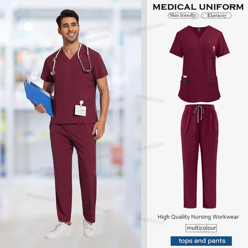Nursing Scrubs Set  Anti-Wrinkle Medical Surgical Gown Wholesale