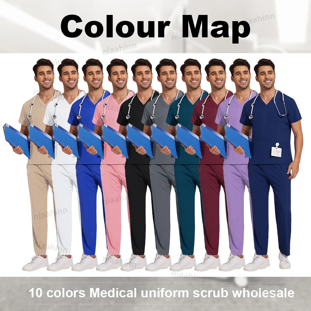Nursing Scrubs Set  Anti-Wrinkle Medical Surgical Gown Wholesale
