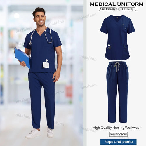 Nursing Scrubs Set  Anti-Wrinkle Medical Surgical Gown Wholesale